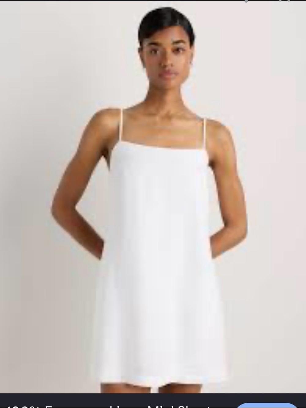 Nwt Quince White 100% linen Lightweight Slip Dress with adjus Spaghetti Straps